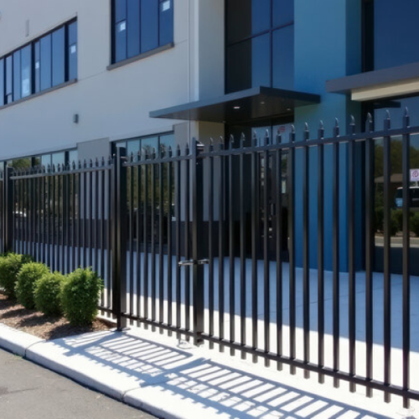 Black metal commercial fence installed by Timber Ridge Fence Company in Indianapolis, Indiana