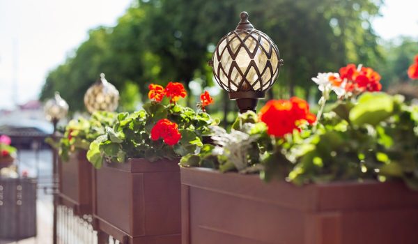 Solar Powered Fence Post Caps on Metal Fence at Residential Home in Indianapolis