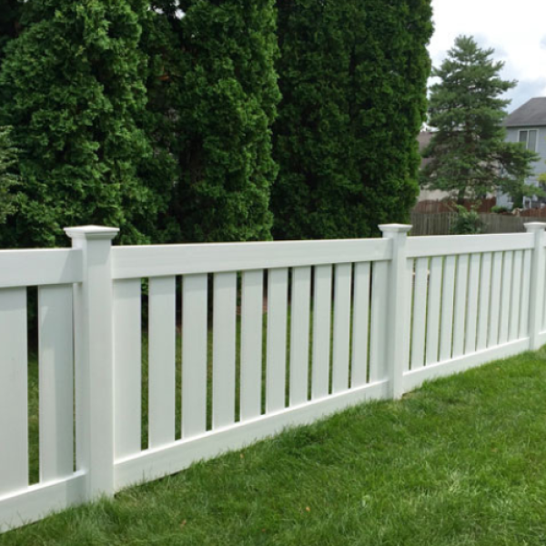 White vinyl residential fence installed by Timber Ridge Fence Company in Indianapolis, Indiana